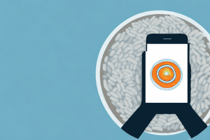 A smartphone submerged in a bowl of uncooked rice