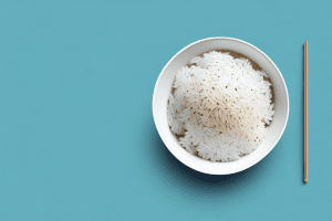 A bowl of cooked rice with a stream of water running over it