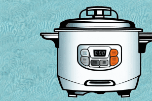A rice cooker with a close-up of the inner workings