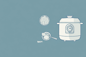 A rice cooker with a steaming bowl of rice and a spoon