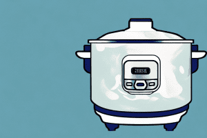 A white rice cooker with steam rising from it