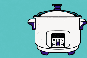 A rice cooker with steam rising from the lid