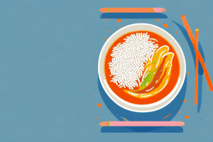 A bowl of steaming rice with a colorful curry sauce poured over it