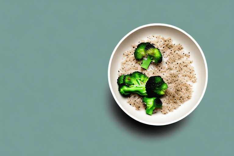 A bowl of steaming chicken and broccoli fried rice