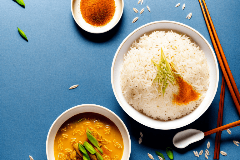 A bowl of steaming fragrant rice with spices
