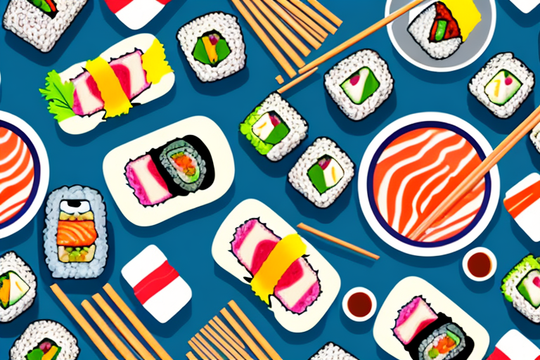 A bowl of sushi with a variety of colorful ingredients