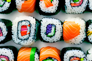 A variety of colorful sushi rolls with different types of rice