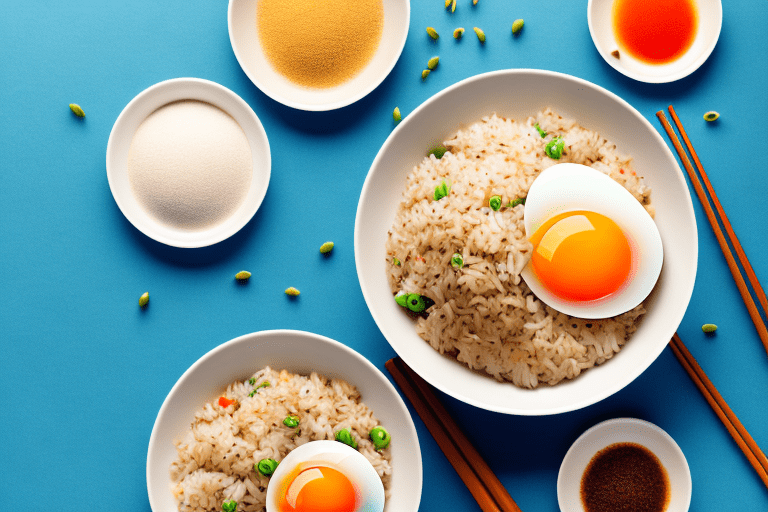 A bowl of fried rice with a variety of ingredients