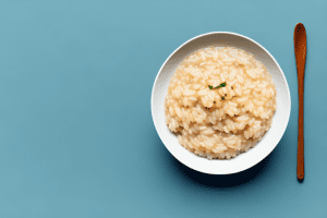 A bowl of risotto made with a substitute for arborio rice