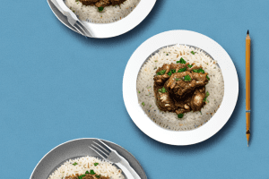 A plate of persian lamb and rice pilaf