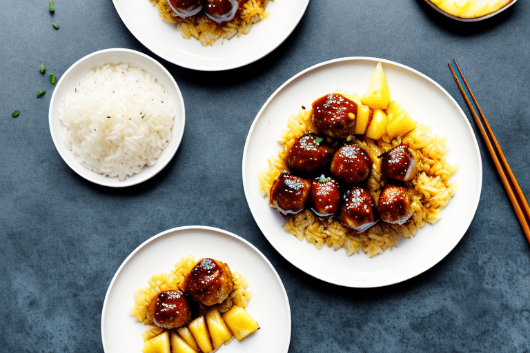 Teriyaki Glazed Turkey Meatballs with Pineapple Rice Recipe