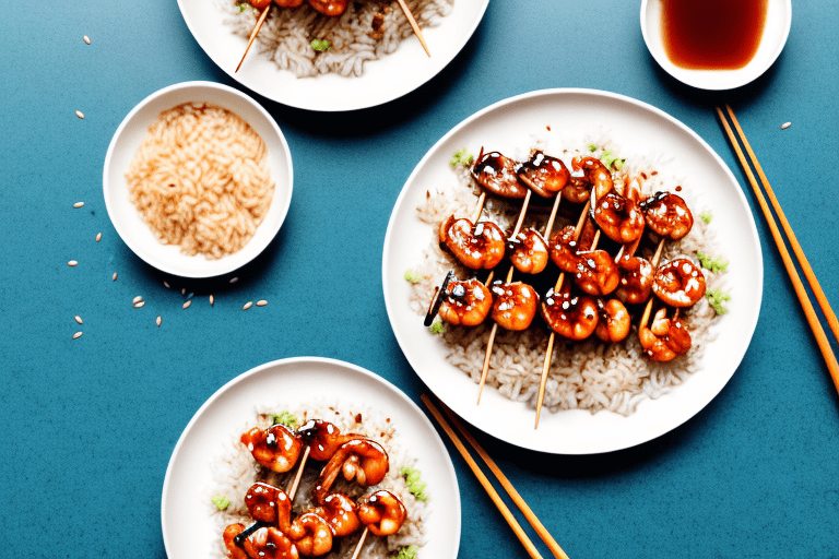Teriyaki Glazed Shrimp Skewers with Fried Rice Recipe