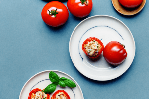 A plate of greek stuffed tomatoes with rice