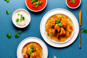 A plate of indian chicken tikka pulao with basmati rice