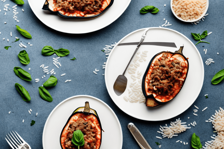Italian Stuffed Eggplant with Ground Beef and Rice Recipe