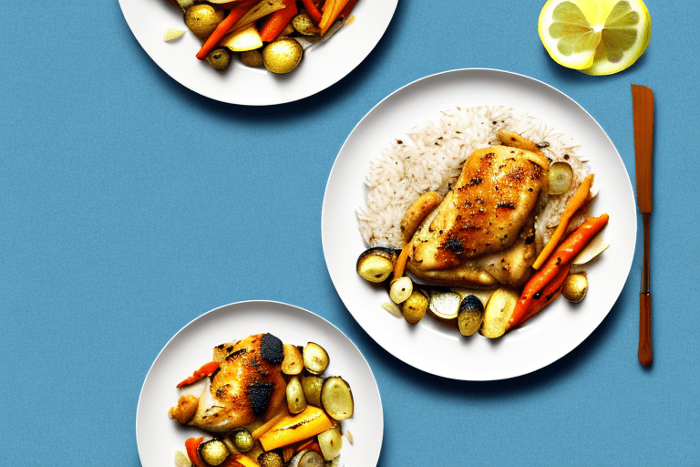 Greek Lemon Chicken with Roasted Vegetables and Rice Recipe