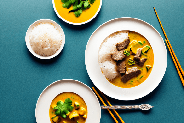 Thai Yellow Curry Beef with Coconut Rice and Vegetables Recipe