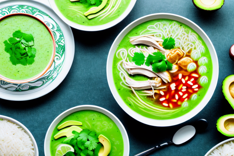 Mexican Chicken Pozole Verde with Rice and Avocado Recipe