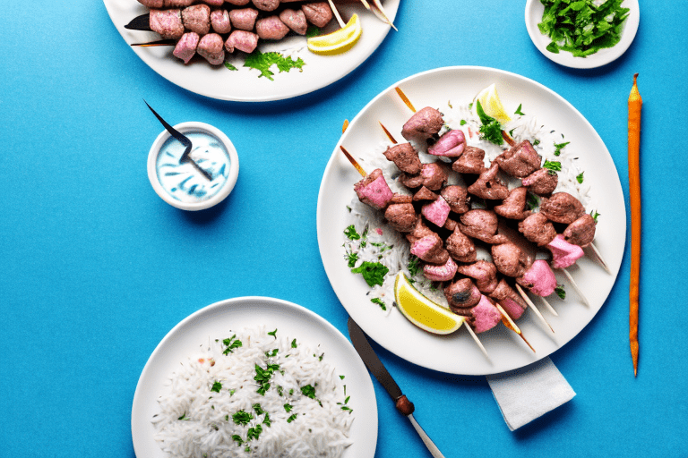 Greek Lamb Souvlaki Skewers with Tzatziki Sauce and Rice Recipe