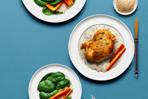 A plate of greek spanakorizo (spinach and rice) stuffed chicken with vegetables