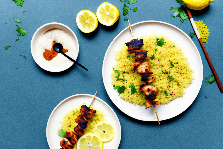 Moroccan Spiced Chicken Skewers with Lemon Couscous and Zucchini Recipe