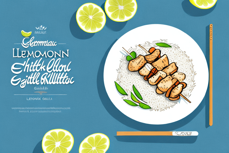 Greek Lemon Garlic Chicken Skewers with Rice Pilaf and Vegetables Recipe