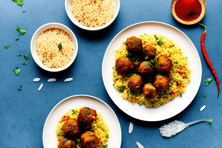 Moroccan Spiced Chicken Meatballs with Vegetable Couscous and Rice Recipe