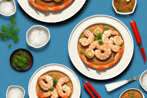 A plate of cajun-style shrimp and andouille sausage grits with rice and vegetables