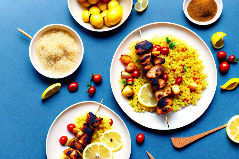 Moroccan Spiced Chicken Skewers with Lemon Couscous and Roasted Vegetables Recipe