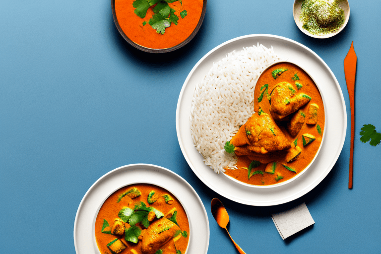 Indian Chicken Korma with Fragrant Basmati Rice and Mixed Vegetables Recipe