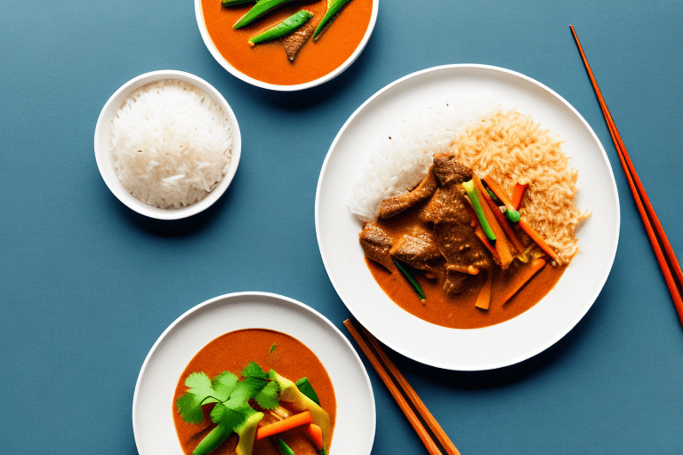 Thai Panang Curry Beef with Coconut Rice and Mixed Vegetables Recipe