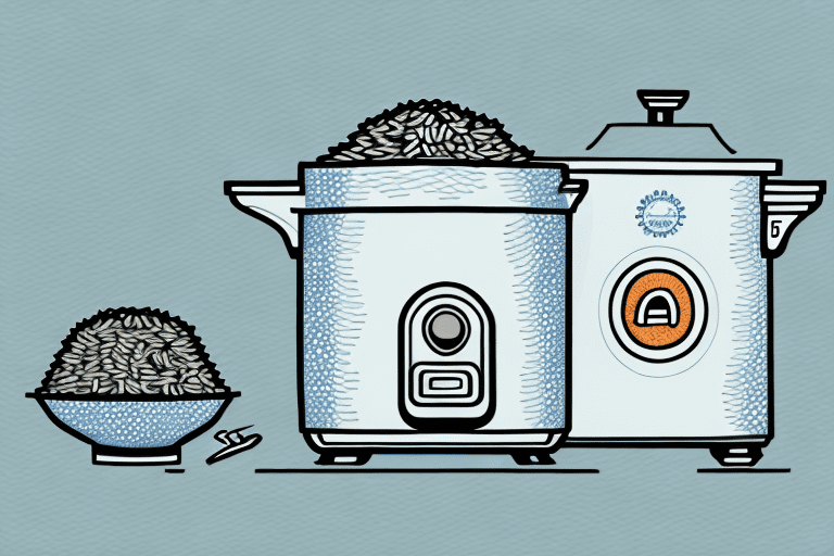 A rice cooker with wild rice steaming inside