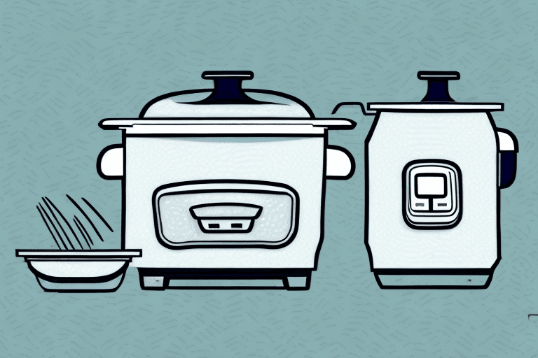 A rice cooker with a bowl of wild rice beside it