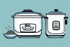 A rice cooker with a bowl of wild rice beside it