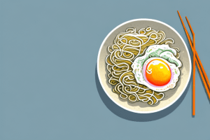 A bowl of singapore noodles with both rice vermicelli and egg noodles