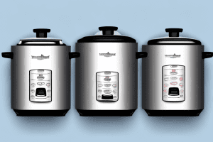 Two stainless steel rice cookers side-by-side