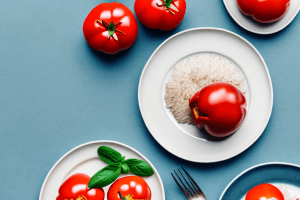 A plate of stuffed tomatoes filled with rice