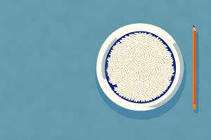 A bowl of cooked rice with a microwave in the background