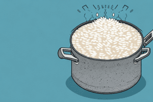 A pot of cooked broken rice with steam rising from it