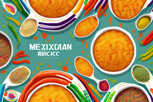 A bowl of mexican rice with colorful vegetables and spices