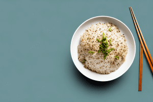 A bowl of steaming thai-style rice with herbs and spices