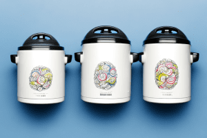 Two mini rice cookers side-by-side with their respective features labeled