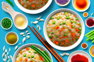 A bowl of fried rice with a variety of colorful vegetables and spices