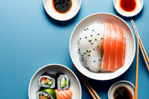 A bowl of freshly-made sushi rice with a pair of chopsticks