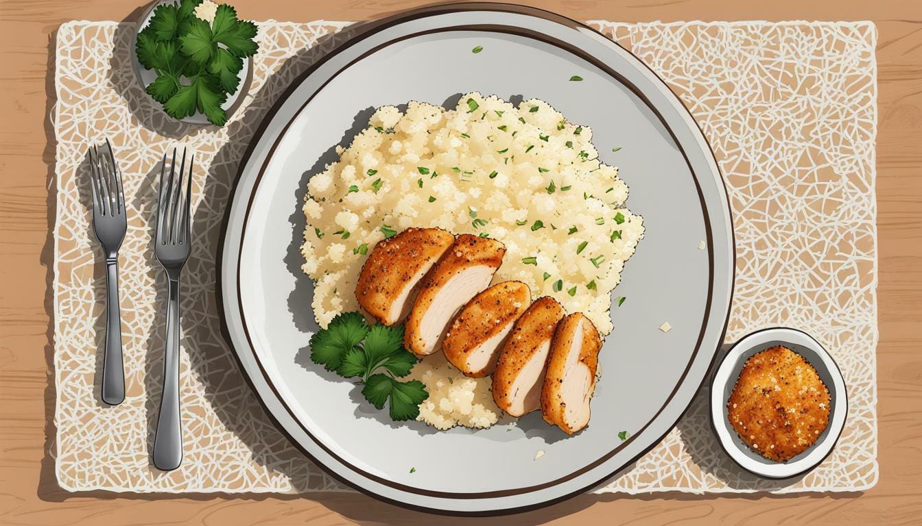15 Minute Garlic Butter Chicken With Parmesan Cauliflower Rice