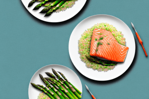 A plate of salmon and asparagus couscous