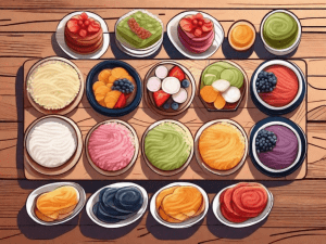 A variety of colorful and appetizing rice cake desserts