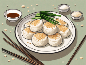 A plate filled with freshly made din tai fung rice cakes