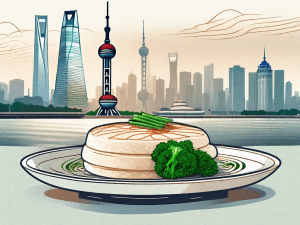A steaming plate of shanghai-style rice cake