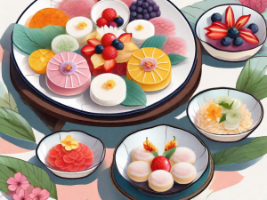 A variety of colorful korean rice cakes